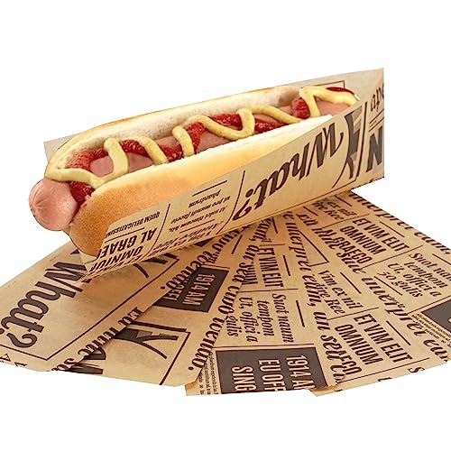SKIR'CO (1000 Stück) Papiertüten für Lebensmittelverpackungen 7 x 21 cm, Hot Dog Beutel, fettdichte Fast Food Beutel von SKIR'CO