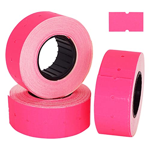 SKIR'CO (12 Rollen) Preisauszeichner-Etiketten 21 x 12 mm rosa Farbe, Preismarker-Etiketten, 12.000 Preisaufkleber, Preismarkierungs-Tags von SKIR'CO