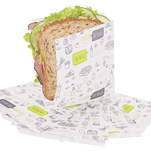 SKIR'CO (250 Stück) Papiertüten für Lebensmittelverpackungen 13 x 13 cm, fettdichte Fast Food Beutel, Lebensmittelverpackung, Burgerbeutel von SKIR'CO