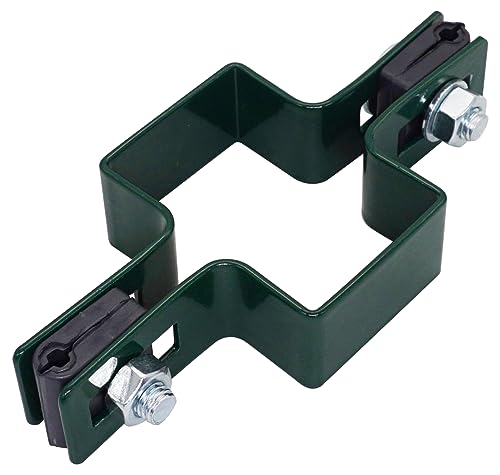 SKIR'CO (4 Stück) Grüne Klemmen, rechteckige 40 x 60 mm Mittelklemmen für Zaunpfosten, Klemmen für geschweißte Drahtgeflechtplatten, Farbe RAL 6005 von SKIR'CO