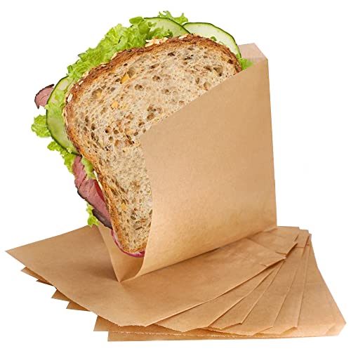 SKIR'CO (50 Stück) Braune Papiertüten für Lebensmittelverpackungen 17 x 17 cm, fettdichte Fast Food Beutel, Burgerbeutel, Lebensmittelverpackung von SKIR'CO