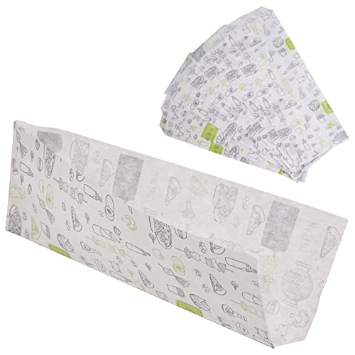 SKIR'CO 500 Stück Papiertüten, 8 x 21 cm, schwarz, grün, fettabweisend, attraktives Design, oben offen, Einwegbeutel, BPA-frei, PVC-frei, phthalatfrei, Papierkonstruktion, geeignet für von SKIR'CO