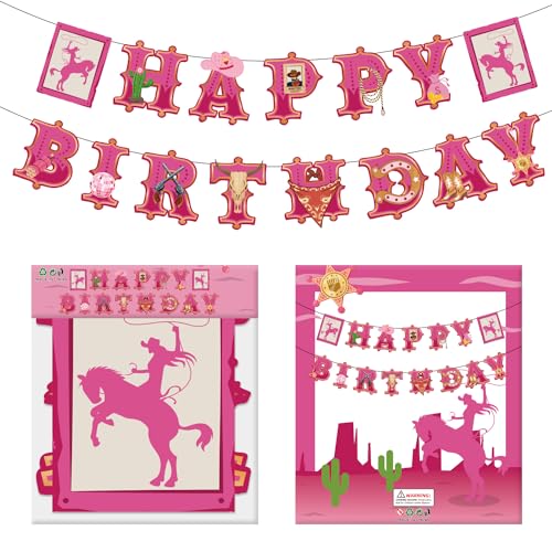 Cowgirl-Themenparty-Dekorationen, Cowgirl-Happy Birthday-Banner, Western-Cowboy-Party Cowgirl-Themenparty-Dekorationen, Cowgirl-Happy Birthday-Banner, Western-Cowboy-Party von SKIRUP