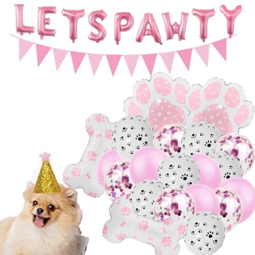 Hunde-Partyzubehör, Dekoration, niedliches Hunde-Dreieck-Banner, Geburtstagsballon, Lets Pawty Birthday, rosa Hut, Hundepfoten-Ballons für Hundeknochen, Party-Dekorationen Hunde-Partyzubehör, Dekoration, niedliches Hunde-Dreieck-Banner, Geburtstagsballon, Lets Pawty Birthday, rosa Hut, Hundepfoten-Ballons für Hundeknochen, Party-Dekorationen von SKIRUP