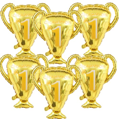 SKIRUP 6 Packungen Gold Champion Trophäe Folienballons Meisterschaft Folienballons Weltmeisterschaft Fußball Jahrestag Geburtstag Spiele Party Dekor von SKIRUP