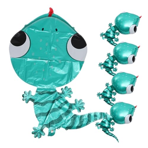 5 Stück Tiermotiv Folienballons Gecko Ballons für Partys Deko für Kindergeburtstag Babyparty Karneval und Besondere Anlässe aus Hochwertigem Aluminiumfolie Lebendige Farben und von SKISUNO