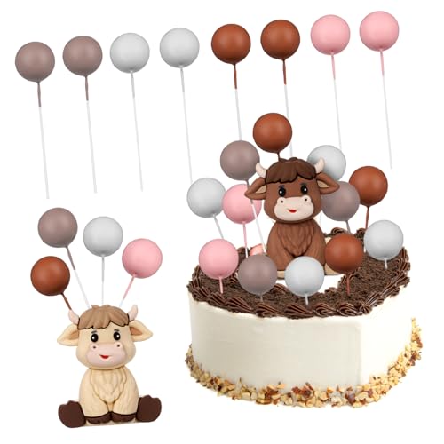 SKISUNO 1 Set Highland Kuh Kuchen Dekore Baby Dusche Cupcake Topper Tier Kuchen Dekorationen Kuchen Kugeln Highland Kuh Party Dekoration von SKISUNO