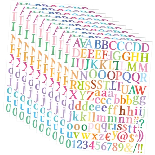 SKISUNO 10 Blatt wasserdichte Alphabet Aufkleber Selbstklebende und Sticker für DIY Dekoration Scrapbooking Hausnummern Teilig Designs für Kreative Projekte von SKISUNO