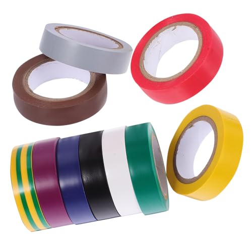 SKISUNO 10 Rollen Elektrisches Isolierband Farbig PVC Hochtemperaturbeständig Klebeband Für Drahtbündelung Kabelmarkierung und Elektrokabelisolierung Außenbereich SKISUNO 10 Rollen Elektrisches Isolierband Farbig PVC Hochtemperaturbeständig Klebeband Für Drahtbündelung Kabelmarkierung und Elektrokabelisolierung Außenbereich von SKISUNO