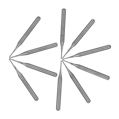 SKISUNO 10 Stück Cnc Fräsersatz Hartmetall Fräser mit Schaft Verschleißfeste Wolframstahl Gravur Bohrwerkzeuge für Pcb Holzschnitzerei und Präzises Fräsen von SKISUNO
