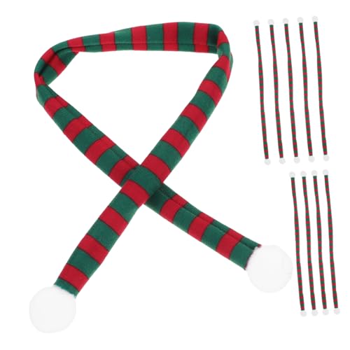 SKISUNO 10 Stück Teiliges Mini Weihnachtsdeko Streifenrot-grün Weicher Langlebiger Samtstoff Dekorativer Puppenschal für Weinflaschen und DIY Bastelprojekte von SKISUNO