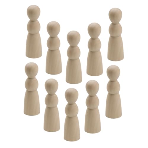 SKISUNO 10 Stück Teiliges Naturfarbene Holzpuppen DIY peg Dolls zum Bemalen Blanke Holzfiguren mit Glatter Oberfläche Leicht und Langlebig für Kreative Bastelprojekte und Stilvolle von SKISUNO