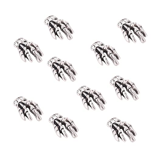 SKISUNO 10 Stück Teiliges Skelett Hand Nagelkunst Dekoration aus Legierung DIY Maniküre Zubehör für Halloween Party und Kreative Nail Art Verzierungen von SKISUNO