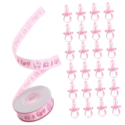 SKISUNO 100Stücke Mini Dekoration Transparent für Babyparty Handwerkskunst Gastgeschenk Mit Pinkem Satinband für Unvergessliche Erinnerungen von SKISUNO