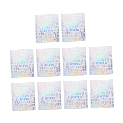 SKISUNO 10blätter Kreative Alphabet Und Zahlenaufkleber Selbstklebende -Sticker Für Scrapbooking -projekte Und Feiertagsdekorationen Holografischem Design von SKISUNO