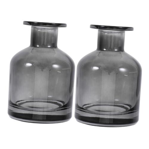 SKISUNO 2 Stück Glas Diffusorflaschen Leer mit Rattanstäbchen Aromatherapie Behälter Wiederbefüllbar für Zuhause Büro Duftöl Aromadiffuser Einfache Reinigung Langlebig Portabel von SKISUNO
