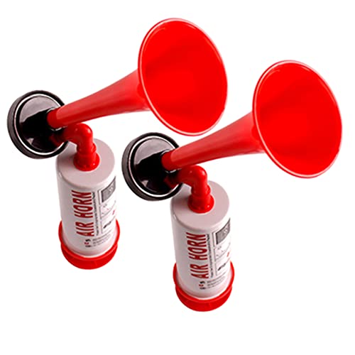 SKISUNO 2 Stück Lautes Air Horn mit Handpumpe Fußball Fan zum Anfeuern bei Sportveranstaltungen Bunte für Party Stadion und Feierlichkeiten Einfache Handhabung und Auffälliges Design von SKISUNO