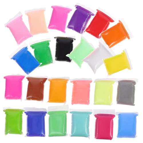 SKISUNO 24 Packungen Farben DIY Modelliermasse Leichte Bunte Knetmasse aus Ungiftigem Material für Basteln Lufttrocknend Kreatives Clay Kit für Geburtstag und Kinderfest von SKISUNO