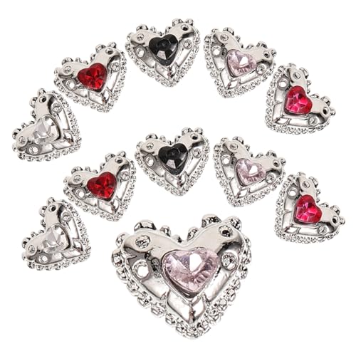 SKISUNO 25 Stück Teiliges Nail Art Charms mit Herzform Farbigen Strasssteinen Kleine Kawaii Nageldekorationen für Frauen Vielseitige Maniküre Nail Accessories für Party Nagelgestaltung von SKISUNO