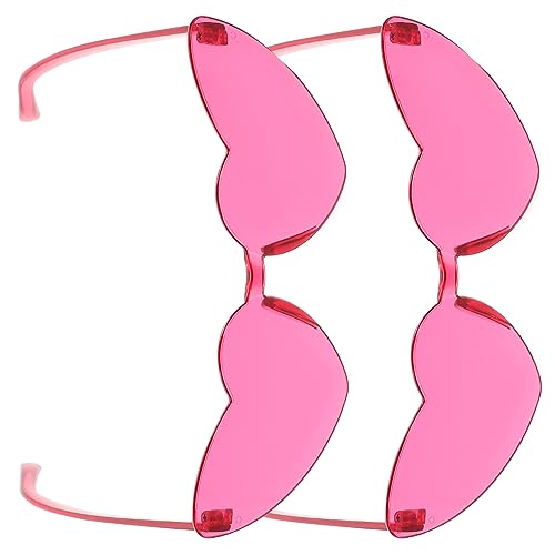SKISUNO 2Stücke Randlose Herzförmige Sonnenbrille Leichte Party Brille für Outdoor Events und Robuste Randlose Gläser für Karneval und Mottopartys von SKISUNO