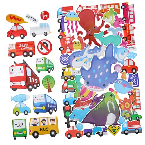 SKISUNO 3 Blätter Cartoon Sticker mit Tier Fahrzeugmotiven Bunte Selbstklebende Aufkleber für Handy Kühlschrank Laptop Vielseitige Dekoration für Bastelfreunde SKISUNO 3 Blätter Cartoon Sticker mit Tier Fahrzeugmotiven Bunte Selbstklebende Aufkleber für Handy Kühlschrank Laptop Vielseitige Dekoration für Bastelfreunde von SKISUNO