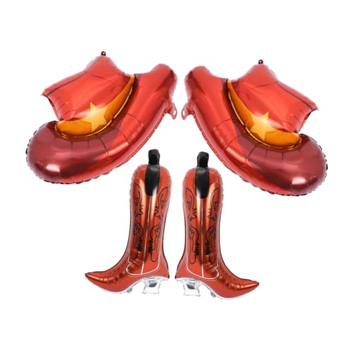 SKISUNO 4 Stück Cowboy Folienballons Western Themen Dekoration für Geburtstagspartys Cowboyhut und Stiefel Design Leichte und Langlebige Party Deko aus Aluminiumfolie SKISUNO 4 Stück Cowboy Folienballons Western Themen Dekoration für Geburtstagspartys Cowboyhut und Stiefel Design Leichte und Langlebige Party Deko aus Aluminiumfolie von SKISUNO