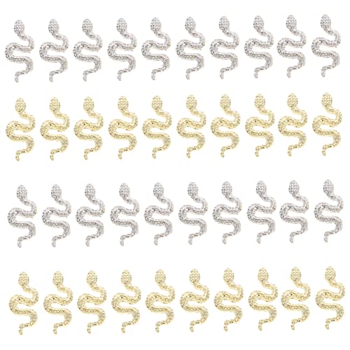 SKISUNO 40Stücke Schlangen Nagel Charms Teiliges für Kreative Nageldesigns Einzigartige Nageldekorationen für DIY Nail Art Perfektes für und Freundinnen von SKISUNO