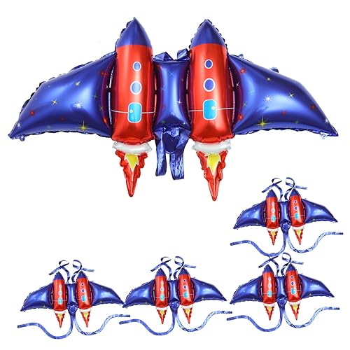 SKISUNO 5 Stück Fliegende Luftballons Raketenkostüm Luftballons Cosplay Kostüm Aluminiumfolienballons Raketenpartydekorationen Raketenfolienballons Cosplay Requisite von SKISUNO