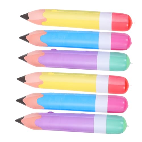 SKISUNO 6 Stück Aufblasbare Bleistiftballons aus Langlebigem PVC Bunte Back To School Deko für Klassenzimmer Geburtstag Schulanfang und Abschlussfeier Leichte Wiederverwendbare von SKISUNO