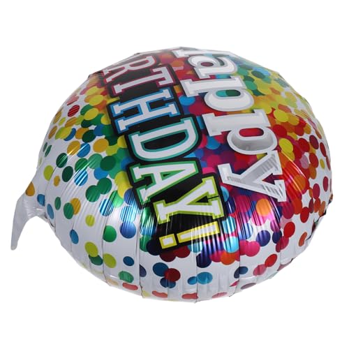 SKISUNO 6 Stück Happy Birthday Folienballons aus Aluminiumfolie Runde Heliumballons Wiederverwendbar Farbenfrohe Partydekoration für Geburtstagsfeiern Einfache Befüllung für Hintergrund von SKISUNO