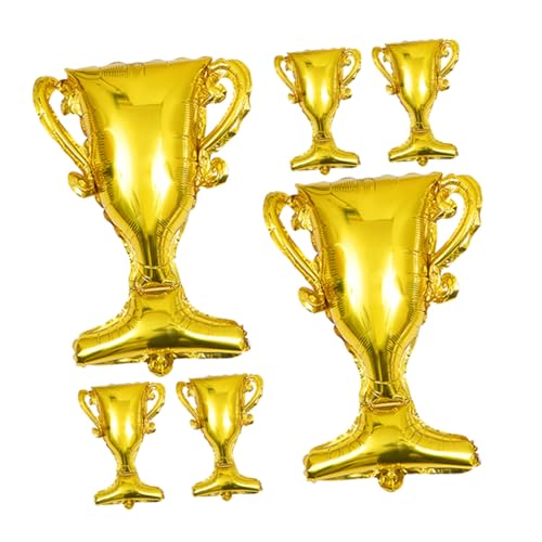 SKISUNO 6 Stück Trophäenballons Abschlussdekorationen Ballons Kindergarten Abschlussfeier Zubehör Goldfolienballons Happy Birthday Ballons Verlobungsballon Goldene Aluminiumfolie von SKISUNO