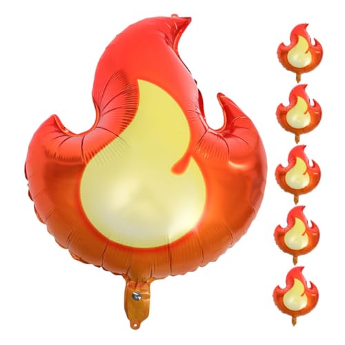 SKISUNO 6Stücke Flammenförmige Aluminiumfolienballons Partyballons für Jungen Geburtstagsfeiern Mottoparty Langlebige und Auslaufgeschützte Dekoration für Unvergessliche von SKISUNO