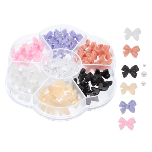 SKISUNO 7Gitter Nagelkunst Zubehör Nageldekor mit Perlen und Schleifen Maniküre Anhänger für Damen für Partys Hochzeiten und DIY Nageldesigns von SKISUNO