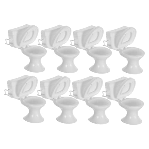 SKISUNO 8 Stück Puppenhaus-Badezimmer-Accessoires klein Puppenbadezimmermöbel Miniatur Dekorationen Sitz Puppenhausmöbelzubehör Toilettenfigur Mini-Schmuck-Badezimmermöbel Plastik Weiß von SKISUNO