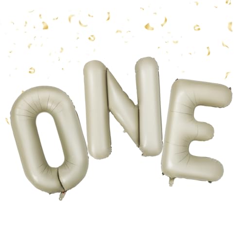SKISUNO Aluminiumfolie Buchstabenballon One Stabile Geburtstagsdeko Einfach Aufzublasen Elegante Cremeweiße Zahl für Geburtstagsfeier und Partybedarf von SKISUNO