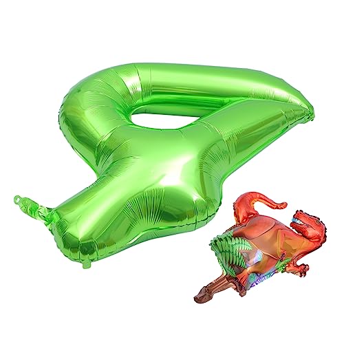 SKISUNO Zahlenballons Set Zum Geburtstag 40 Grüner Dinosaurier Aluminiumfolie Dekorativer Geburtstagsballon von SKISUNO