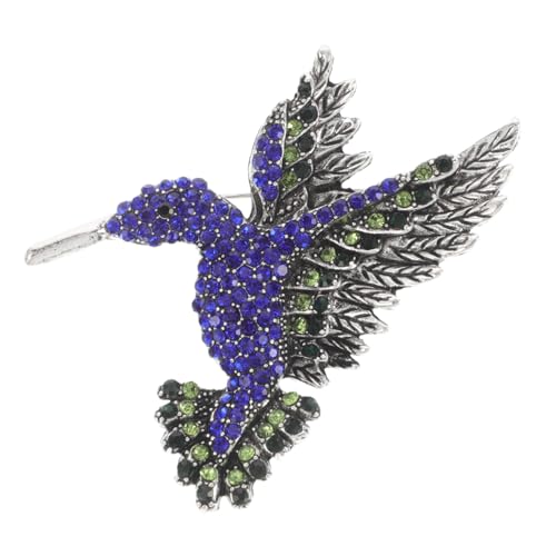 SKISUNO Brosche Kragennadel Schmucknadeln Vintage Pins Kolibri Pin Strass Pins Vintage Kolibri Schmucknadel Kragen Schmucknadel Kolibri Schmuck Accessoire Blaue Legierung von SKISUNO