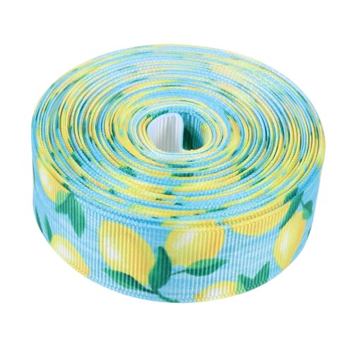 SKISUNO Dekoratives Geschenkband mit Zitronenmuster Breit Lang Glatte Oberfläche Strapazierfähiges Blumenverpackungsband für Geschenkverpackung Bastelprojekte Floristik von SKISUNO