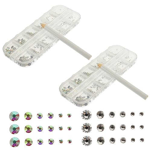 SKISUNO Fächer Nagel Strasssteine Flatback Nail Charms für Nail Art DIY Großes Schmuck Ab Farben Punktierstifte Vielseitig für Maniküre Bastelverzierung Körperdekoration von SKISUNO