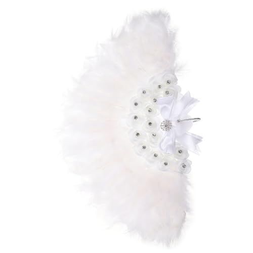 SKISUNO Faltfächer aus Federn für Hochzeiten Eleganter Handfächer im Antiken Stil als Dekoration für Tanz Kostüme und Partys Verleiht Jedem Outfit Einen Besonderen Touch von SKISUNO