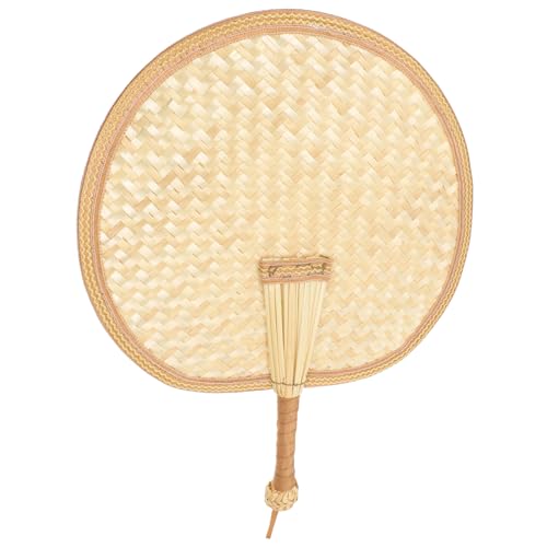 SKISUNO Handgefertigter Sommerlicher Weizenstroh Fächer Leichter Handgewebter Chinesischer Retro Handventilator Natürliches Material Tragbar für Erwachsene Dekorativer Vintage Fächer von SKISUNO