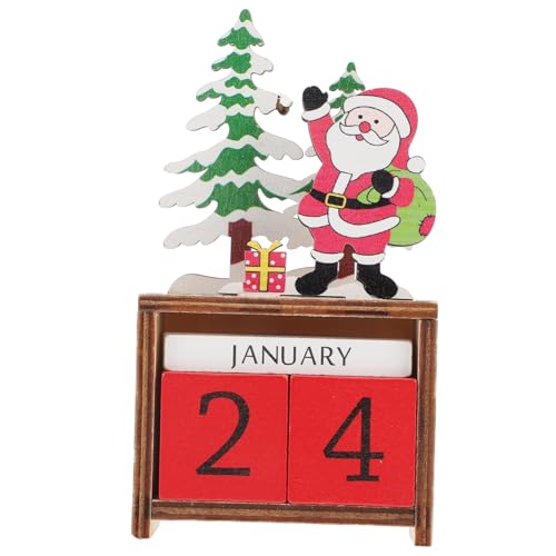 SKISUNO Holz Adventskalender Weihnachten Tischkalender mit Drehbaren Blöcken Weihnachtscountdown Desktop Dekoration DIY Weihnachtsdeko von SKISUNO