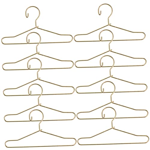 SKISUNO Puppenkleiderbügel Mini Kleiderbügel Für Puppenhaus Goldene Metallbügel Für Puppenoutfits Und Mini Kleidung Perfektes Zubehör Für Puppenhaus Und Spielzeugkleidung 65mm Kleiderbügel Puppen von SKISUNO