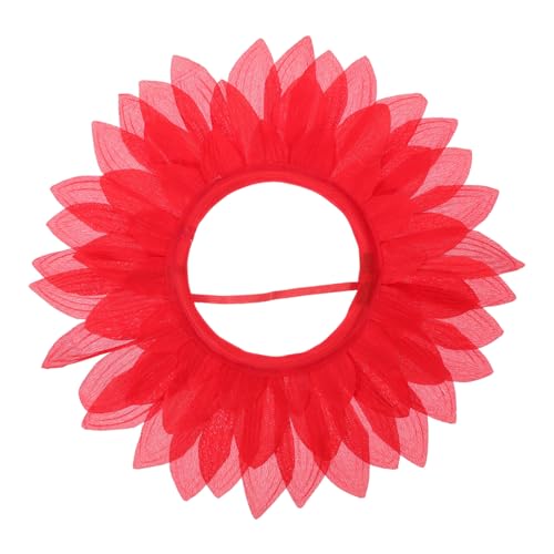 SKISUNO Rotes Sonnenblumen Kopfbedeckung aus Weichem Lustiges Party Accessoire für Kinderpartys Halloween und Karneval Kreative Fotorequisite für Kostüm und Festveranstaltungen von SKISUNO