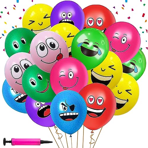 100 Stück Emotion Serie Latex Luftballons, 12 Zoll Helium Luftballon, Niedlich Lustig Emoji Luftballons Ballon-Emoji für Geburtstag Party Feste Veranstaltungen Deko Kinder Erwachsener von SKIWAX