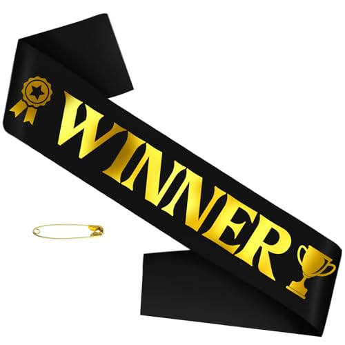 Gewinnerschärpe mit Goldfolie, schwarze Sieger-Satin-Schärpe Feiern Sie stilvoll auf Partys, Wettbewerben, Sportveranstaltungen und Wettbewerben, Schönheitswettbewerb Goldschärpe, Champion Schärpe, Gewinnerschärpe mit Goldfolie, schwarze Sieger-Satin-Schärpe Feiern Sie stilvoll auf Partys, Wettbewerben, Sportveranstaltungen und Wettbewerben, Schönheitswettbewerb Goldschärpe, Champion Schärpe, von SKJIAYEE