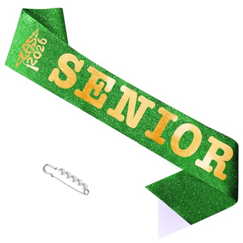 SKJIAYEE Klasse 2026 Senior Schärpe, Grün Weich Sparkle Stoff Senior 2026 Schärpe mit Folienbuchstaben Dekorationen für Abschlussfeier, Cheerleader Endlich Graduiert, Klasse Wettbewerb Zubehör SKJIAYEE Klasse 2026 Senior Schärpe, Grün Weich Sparkle Stoff Senior 2026 Schärpe mit Folienbuchstaben Dekorationen für Abschlussfeier, Cheerleader Endlich Graduiert, Klasse Wettbewerb Zubehör von SKJIAYEE