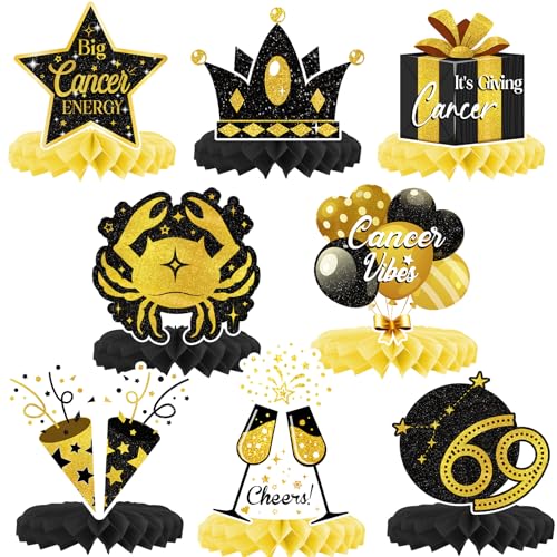 SKJIAYEE Krebs-Geburtstagswaben-Tafelaufsätze, Party-Dekorationen, schwarz-goldenes Sternzeichenkrebs, Waben-Mittelstücke für Horoskop, Astrologie, Juni, Juli, Geburtstag, Party-Dekorationen, Ideen SKJIAYEE Krebs-Geburtstagswaben-Tafelaufsätze, Party-Dekorationen, schwarz-goldenes Sternzeichenkrebs, Waben-Mittelstücke für Horoskop, Astrologie, Juni, Juli, Geburtstag, Party-Dekorationen, Ideen von SKJIAYEE
