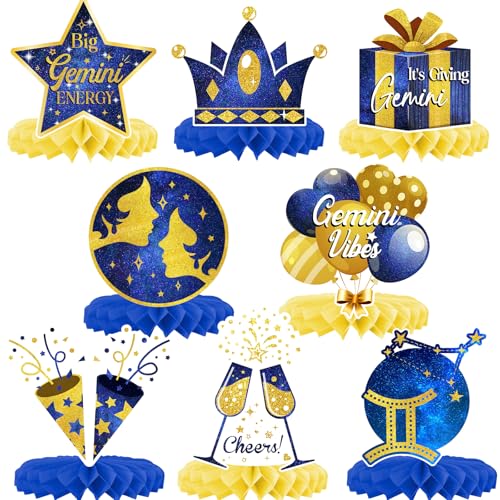 SKJIAYEE Zwillinge Geburtstagswaben-Mittelaufsätze, Partydekoration, blauer Sternenhimmel, goldener Sternzeichen, Zwillinge, Wabenaufsätze für Horoskop, Astrologie, Geburtstagsparty-Dekorationen SKJIAYEE Zwillinge Geburtstagswaben-Mittelaufsätze, Partydekoration, blauer Sternenhimmel, goldener Sternzeichen, Zwillinge, Wabenaufsätze für Horoskop, Astrologie, Geburtstagsparty-Dekorationen von SKJIAYEE