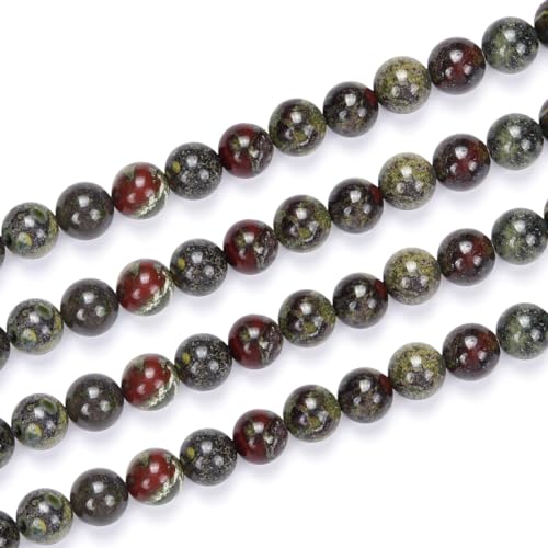 1 Strang natürlicher Drachenblutjaspis, Heilstein, 4 mm, kleine runde Perlen, Edelstein-Abstandshalter (88–93 Stück) für Bastelarbeiten, Schmuckherstellung, GF30-4 von SKKIKHYBPO